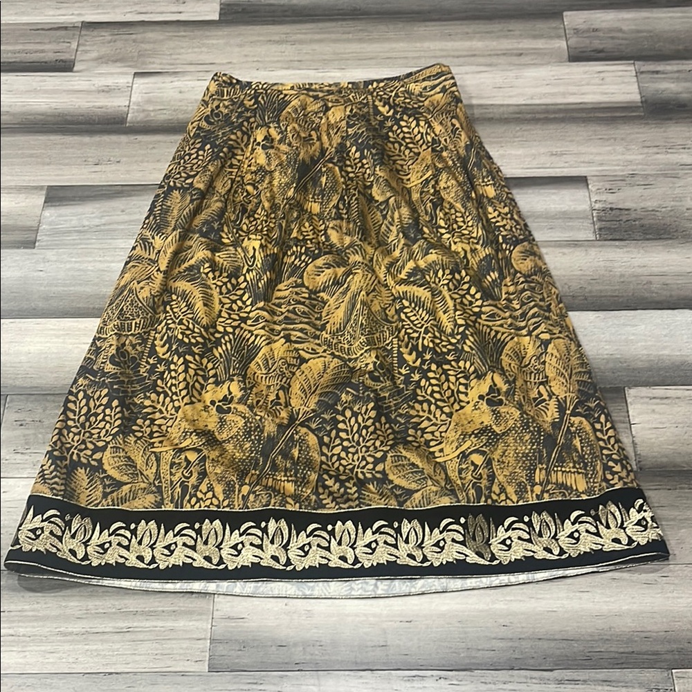 Soft Surroundings Lined Maxi Black Gold Skirt Large